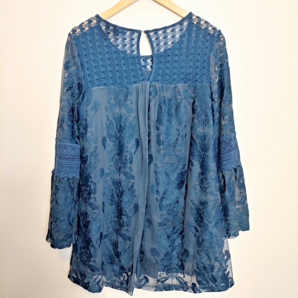 SUZANNE BETRO Boho Lace Cottagecore Tunic Top
